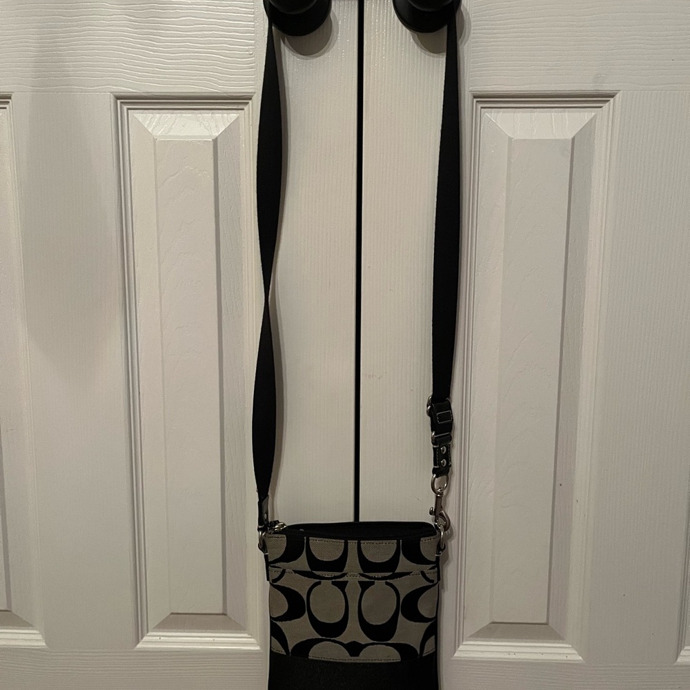 Coach Black and Gray Crossbody Bag with Signature Pattern
